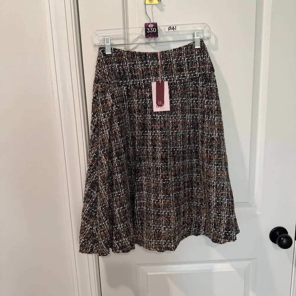 NWT $69 UDEL S Tweed Pleated Skirt